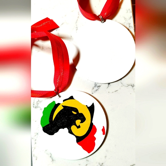 *HAPPY HOLIDAYS* 3 Black Panther Ornaments/Bag Tags/Keychains! Hand-painted Wood - Picture 5 of 6